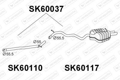 Глушитель выхлопных газов конечный VENEPORTE SK60037 для SKODA SUPERB