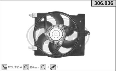 Вентилятор, охлаждение двигателя AHE 306.036 для CITROËN AX