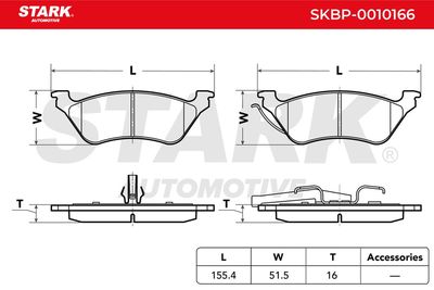 комплект спирачно феродо, дискови спирачки STARK SKBP-0010166