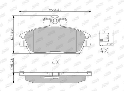 BREMSBELAGSATZ SCHEIBENBREMSE JURID 571436J 1