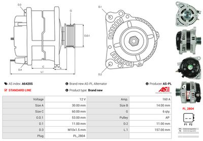 GENERATOR / ALTERNATOR AS-PL A6420S 4