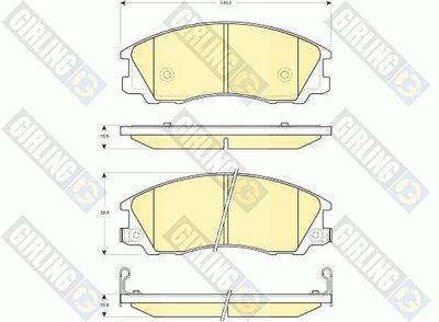 Комплект тормозных колодок, дисковый тормоз GIRLING 6132999 для HYUNDAI (HUATAI) TERRACAN