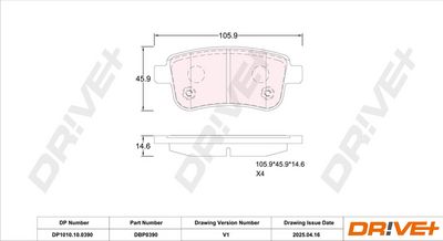 BREMSBELAGSATZ SCHEIBENBREMSE DR!VE+ DP1010100390 2
