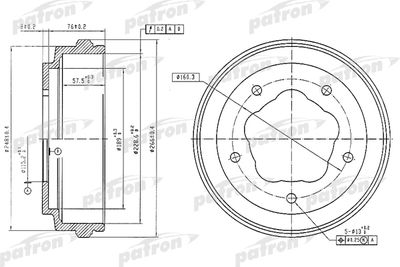PATRON PDR1062 Тормозной барабан  для FORD TRANSIT (Форд Трансит)