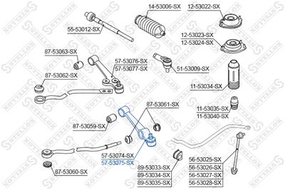 носач, окачване на колелата STELLOX 57-53075-SX
