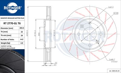 Tarcza hamulcowa ROTINGER RT 2770-GL T6