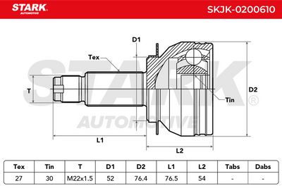 каре комплект, полуоска STARK SKJK-0200610