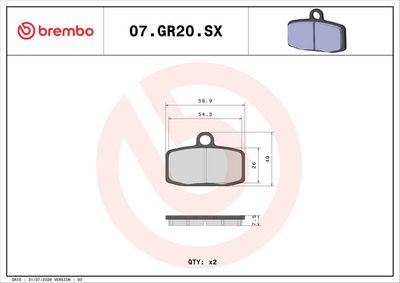 Brzdové destičky BREMBO 07GR20SX