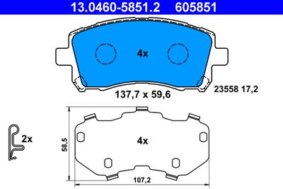 Комплект тормозных колодок, дисковый тормоз ATE 13.0460-5851.2 для SUBARU LEGACY