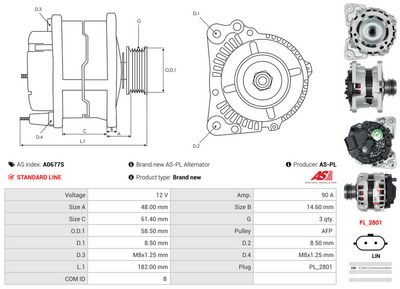 GENERATOR / ALTERNATOR AS-PL A0677S 4