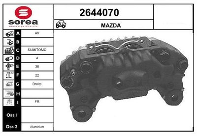 EAI 2644070 Тормозной суппорт  для MAZDA RX-7 (Мазда Рx-7)