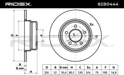 спирачен диск RIDEX 82B0444