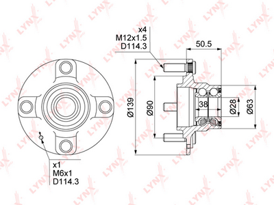 LYNXauto WH-1123 Подшипник ступицы  для HYUNDAI ACCENT седан (X-3) 1.5 i 12V