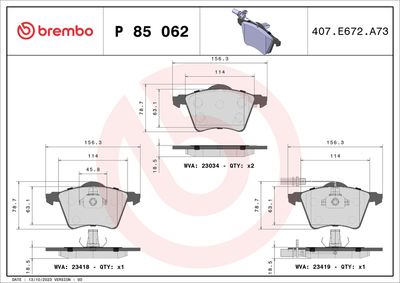 BREMBO Bremsbelagsatz, Scheibenbremse PRIME LINE (P 85 062)