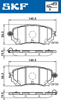 Комплект тормозных колодок, дисковый тормоз SKF VKBP 80394 A для MAZDA 6