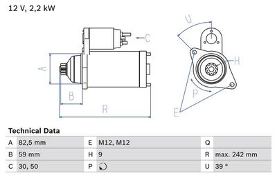 Startmotor BOSCH 0 986 022 460