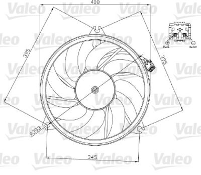 Вентилятор, охлаждение двигателя VALEO 696071 для PEUGEOT 206