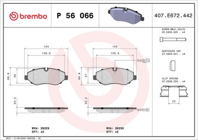 Комплект тормозных колодок, дисковый тормоз P 56 066