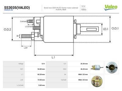 Solenoid, startmotor AS-PL SS3035(VALEO)