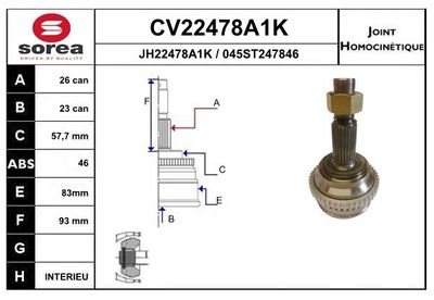 GELENKSATZ ANTRIEBSWELLE EAI CV22478A1K