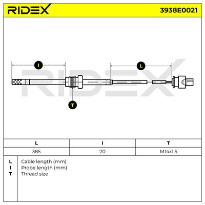 датчик, температура на изгорелите газове RIDEX 3938E0021