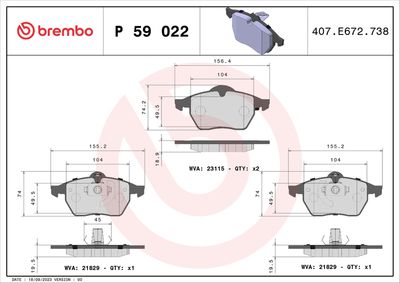 BREMBO Remblokkenset, schijfrem PRIME LINE (P 59 022)