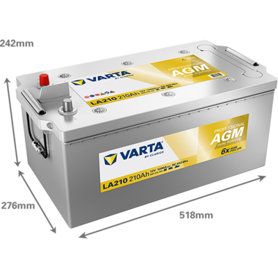 Batterij VARTA 12V 210Ah (EN) PROFESSIONAL DUAL PURPOSE AGM L+ Standaard terminal 518x276x242mm, B00 - geen montageflens