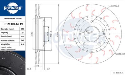 спирачен диск ROTINGER RT 21300-GL T9