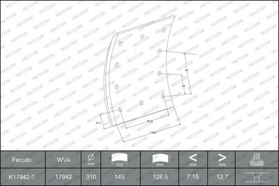 Ferodo Brake Lining Kit, drum brake K17942.0-F3658