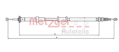 Тросик, cтояночный тормоз METZGER 12.0727 для FIAT 500