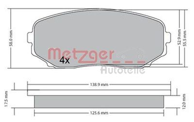 Комплект тормозных колодок, дисковый тормоз METZGER 1170654 для MAZDA CX-9