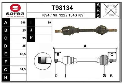 Приводной вал EAI T98134 для MITSUBISHI SPACE