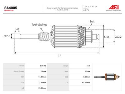 Reläankare, startmotor AS-PL SA4005