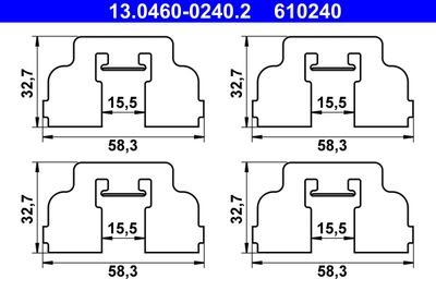 Комплектующие, колодки дискового тормоза ATE 13.0460-0240.2 для RENAULT LOGAN