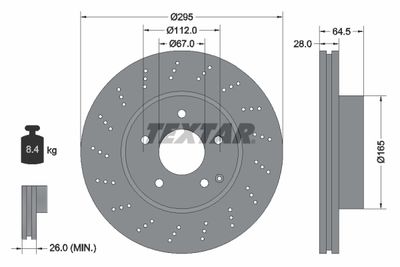 Тормозной диск TEXTAR 92165005 для MERCEDES-BENZ SLS
