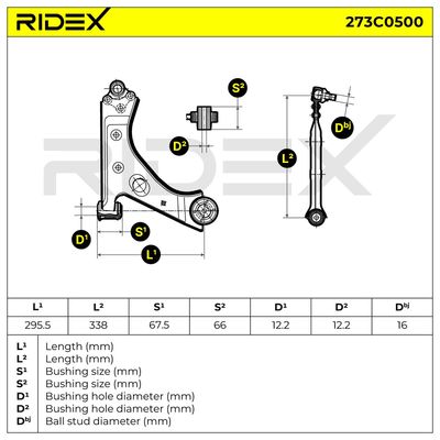 носач, окачване на колелата RIDEX 273C0500