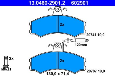 Комплект тормозных колодок, дисковый тормоз ATE 13.0460-2901.2 для ALFA ROMEO AR
