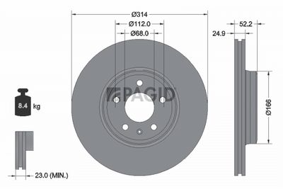 спирачен диск PAGID 54599NHC