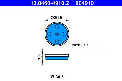 Комплект тормозных колодок, дисковый тормоз ATE 13.0460-4910.2 для CITROËN 2