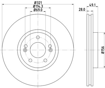 Тормозной диск HELLA 8DD 355 118-161 для HYUNDAI GRAND SANTA FE