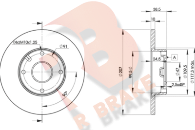 Тормозной диск R BRAKE 78RBD27702 для DAIHATSU CHARADE