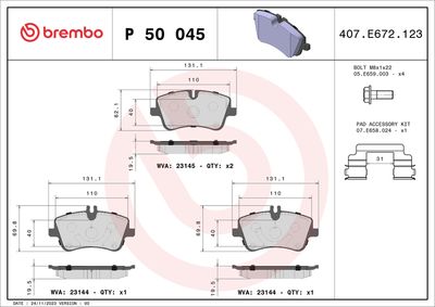 BREMBO Remblokkenset, schijfrem PRIME LINE (P 50 045)