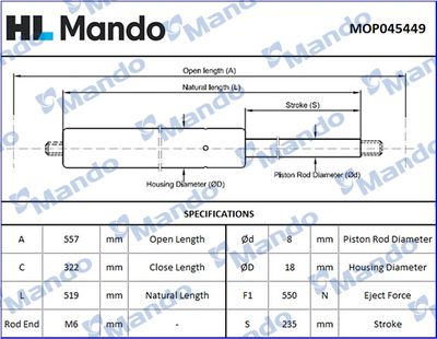 AMORTIZOR PORTBAGAJ MANDO MOP045449