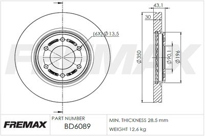 Тормозной диск FREMAX BD-6089 для NISSAN TITAN