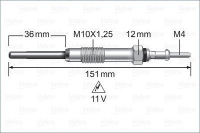 Свеча накаливания VALEO 345233 для ISUZU D-MAX