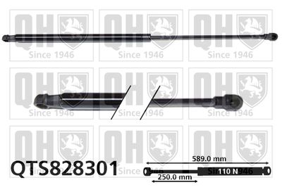 Газовая пружина, заднее стекло QUINTON HAZELL QTS828301 для CITROËN C4