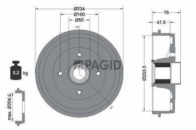 Brzdový buben PAGID 61461N
