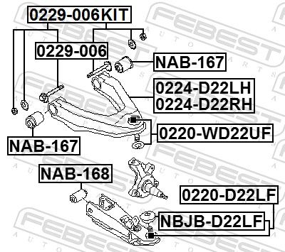 SET șURUBURI DE CORECțIE ALUNECARE FEBEST 0229006KIT 1