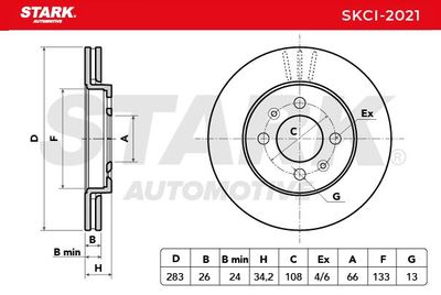 спирачен диск STARK SKCI-2021