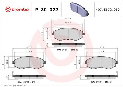 BREMBO Remblokkenset, schijfrem PRIME LINE (P 30 022)